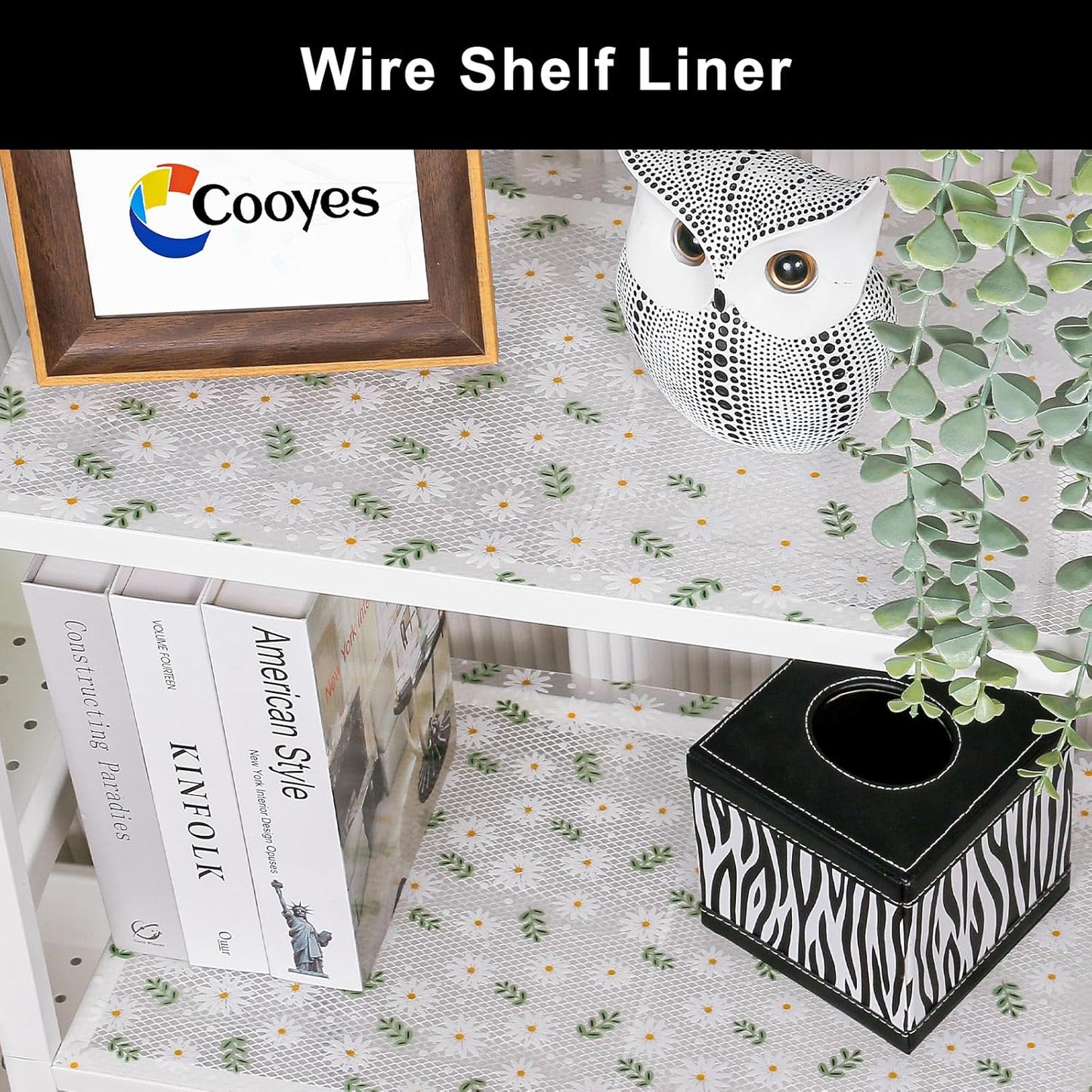 Cooyes Shelf Liner – Premium Non-Adhesive Cabinet & Drawer Liner for Kitchen – Waterproof Shelf Paper with Modern Pattern – Durable EVA Cabinet Mat – Easy to Cut (17.5" W x 78.7" L)