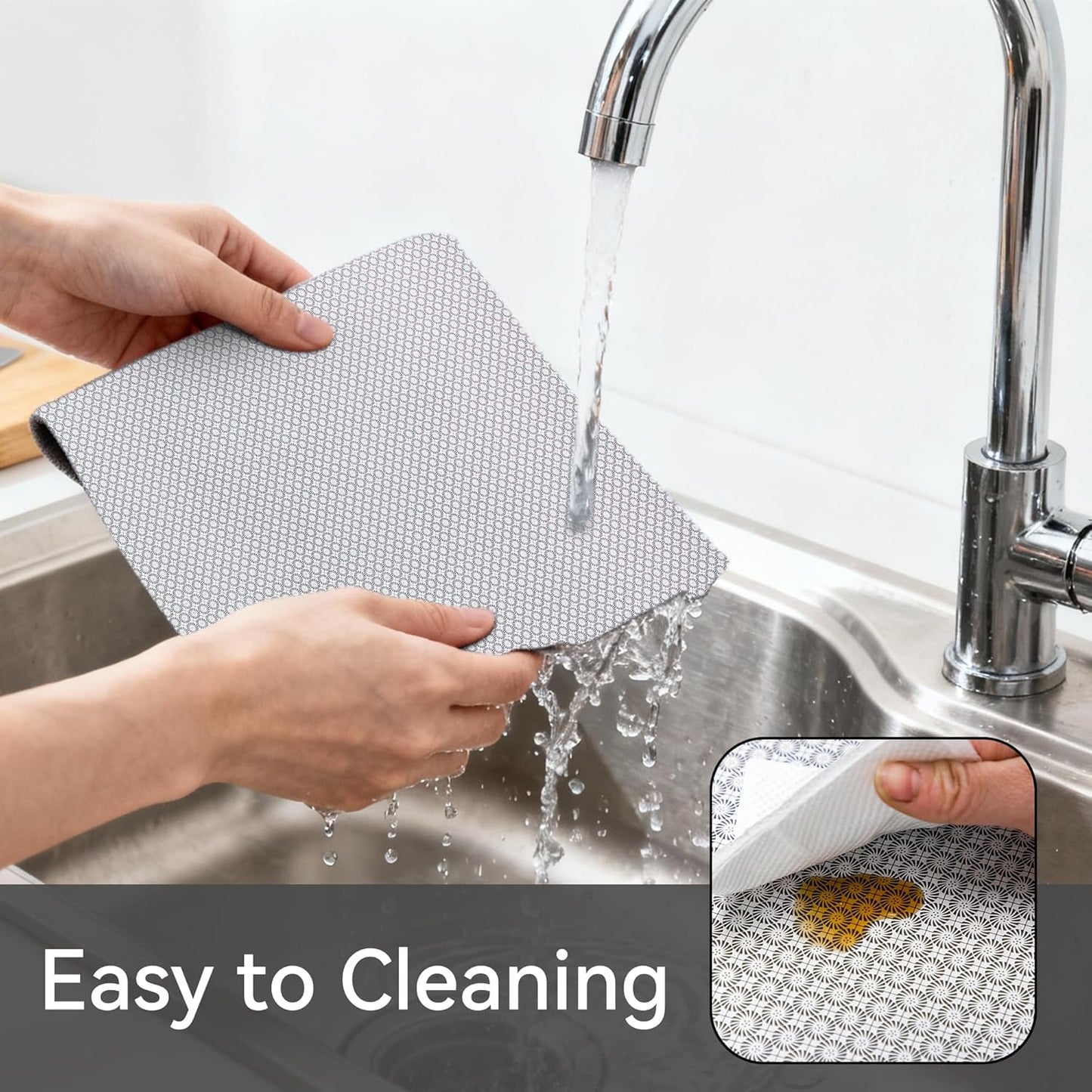 FIFTY FEET 12"x120" Non-Adhesive Shelf Liner for Kitchen Cabinets and Drawers, Washable Non-Slip PVC Cabinet Liner (Black Circle)(1 Roll)