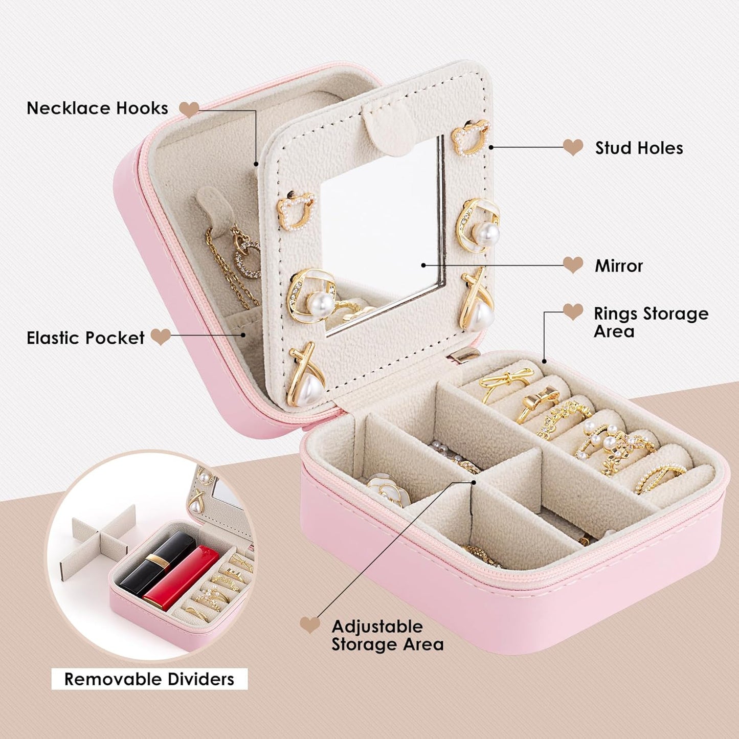 Birthday Gifts for Women - Initial & Travel Jewelry Case, Organizer for Wife, Girlfriend, Bridesmaid or Graduation