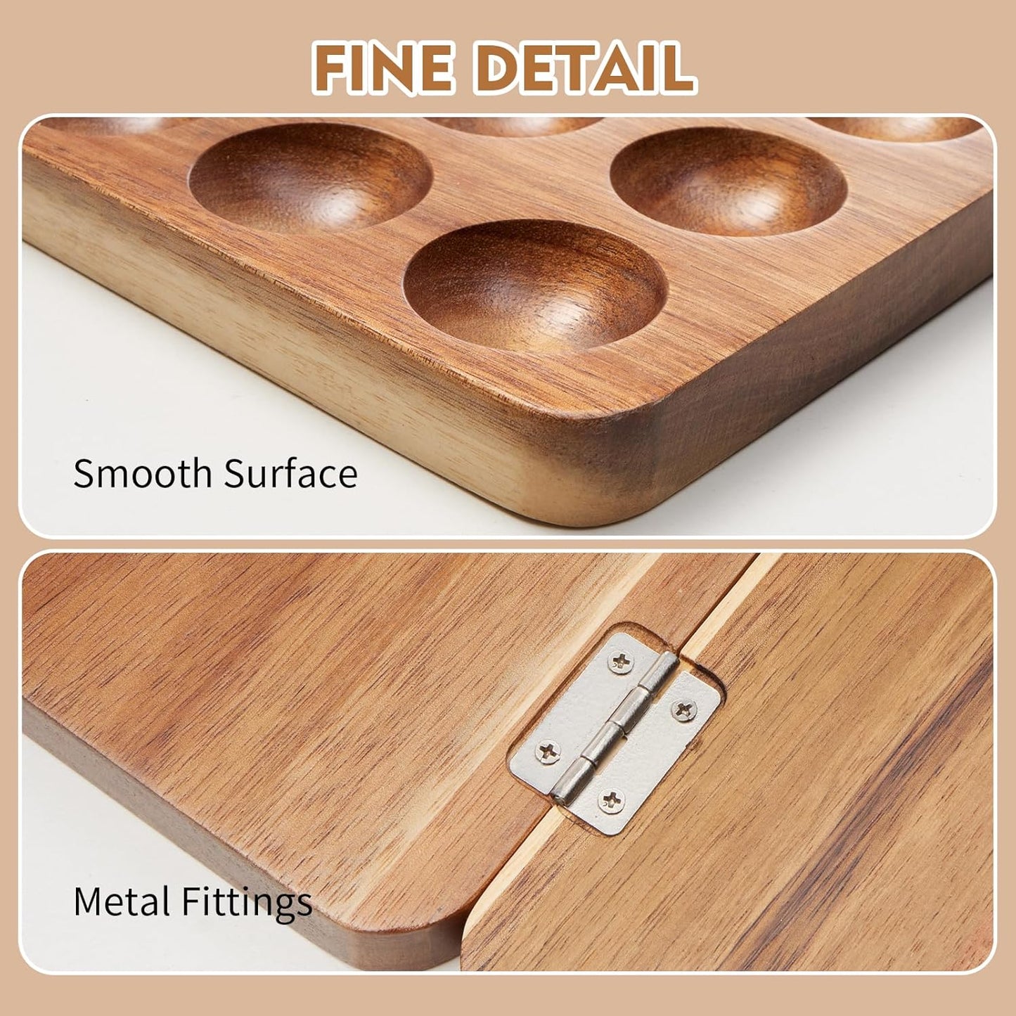Egg Basket for Chicken Owners Egg Holder Countertop for Parents with Kids Suitable for Kitchen Counter Foldable Acacia Wood Egg Storage Stacks 36 Eggs, Egg Tray Save Counter Space for Fresh Eggs