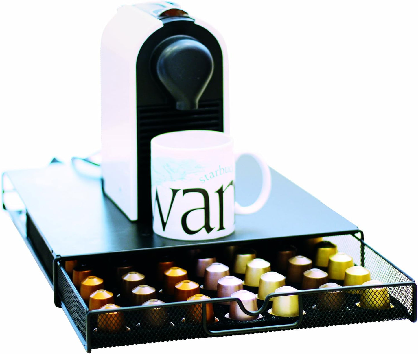 Deco Brothers OriginalLine Pod Holder Mesh Drawer, 56 Nespresso Capsule Organizer, Black