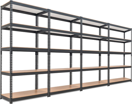 HOMEDANT 5 Tier Storage Shelves Adjustable Laminated Boltless Garage Metal Shelving Unit Heavy Duty Utility Rack Shelf Warehouse Pantry Closet Kitchen (4, (M) 35.9" W, Black)