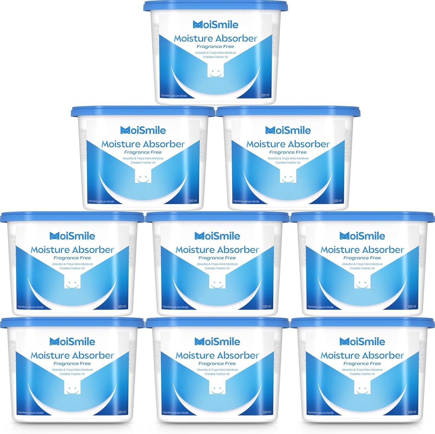 Moisture Absorbers 9 Pack, Fragrance-Free Closet Dehumidifier for Bathroom, Car ＆ Basement, 10.5 oz Refillable Humidity Absorber Boxes