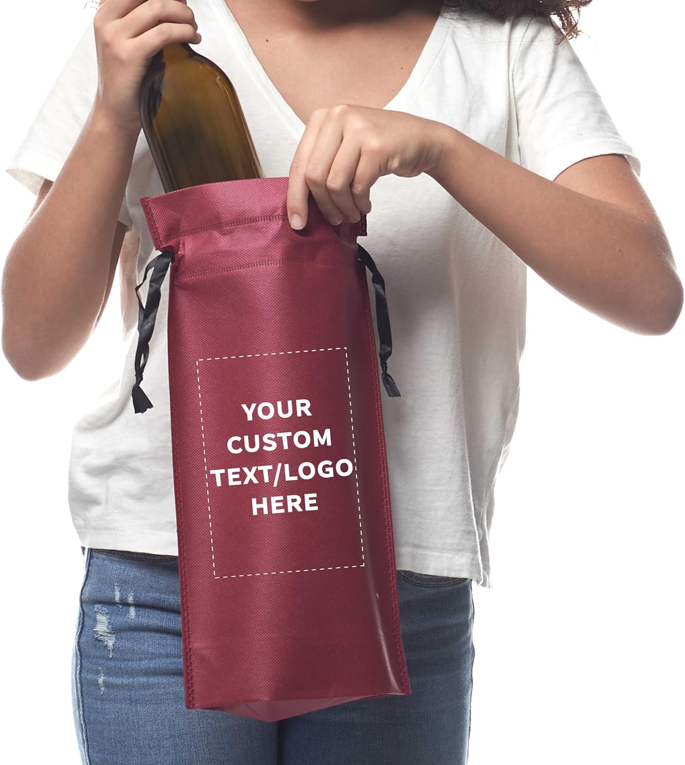 DISCOUNT PROMOS Non-Woven Vineyard Two Bottle Wine Bags