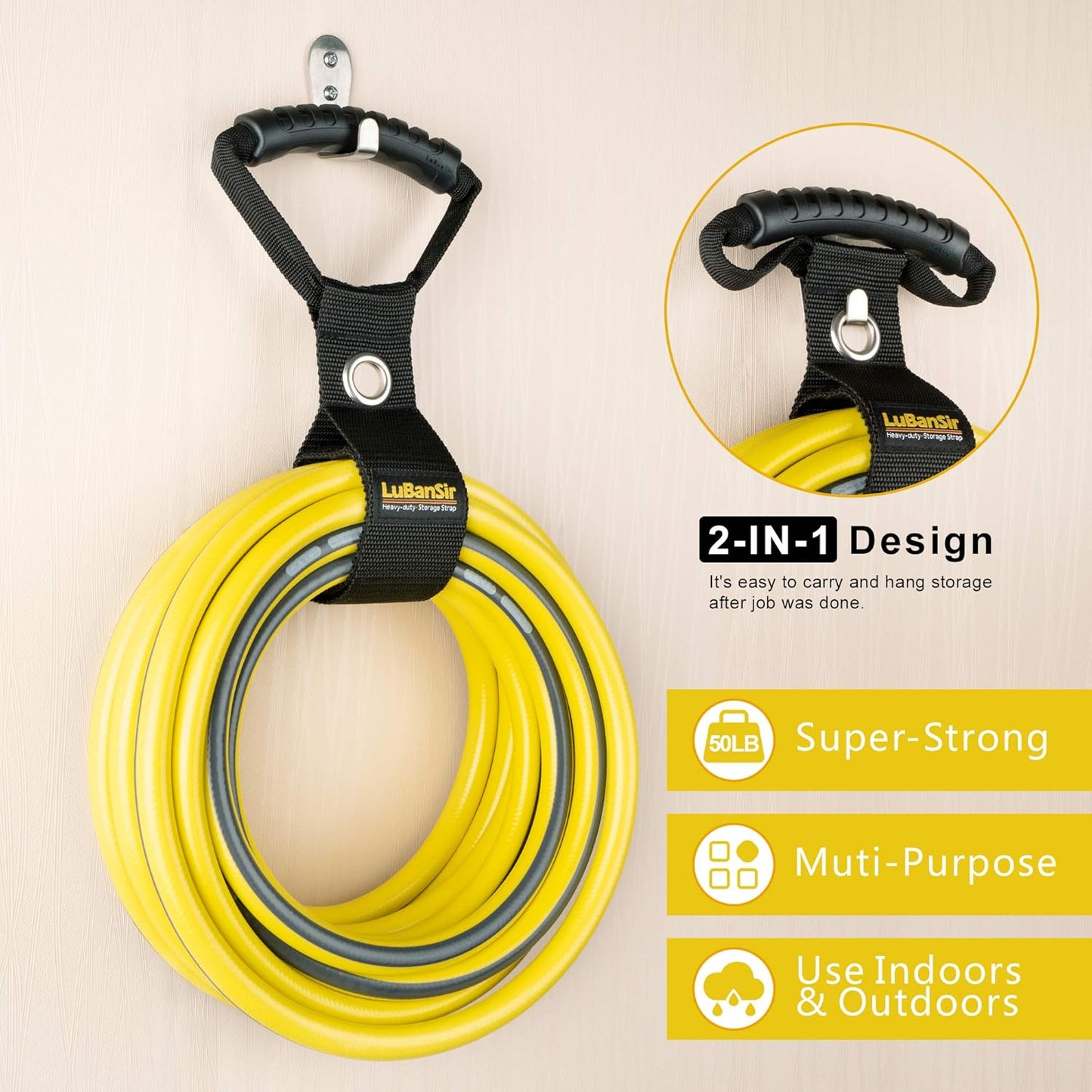 LuBanSir 3 Pack Extension Cord Organizer, 28" Portable Hook and Loop Storage Straps with Grommet Fit Extension Cords, Cables, Ropes, Garden Water Hoses Carrying and Hanging