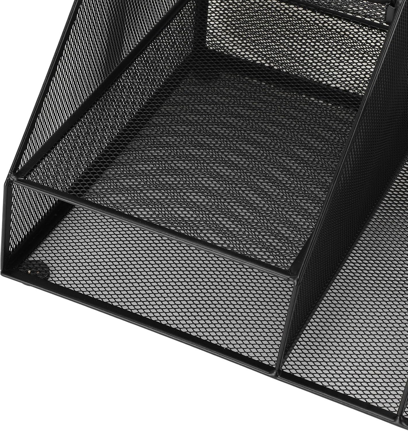 Metal Mesh Desk Organizer, Multifunctional Pen Holder & Office Supplies Organizer with Durable Lightweight Black Iron Design