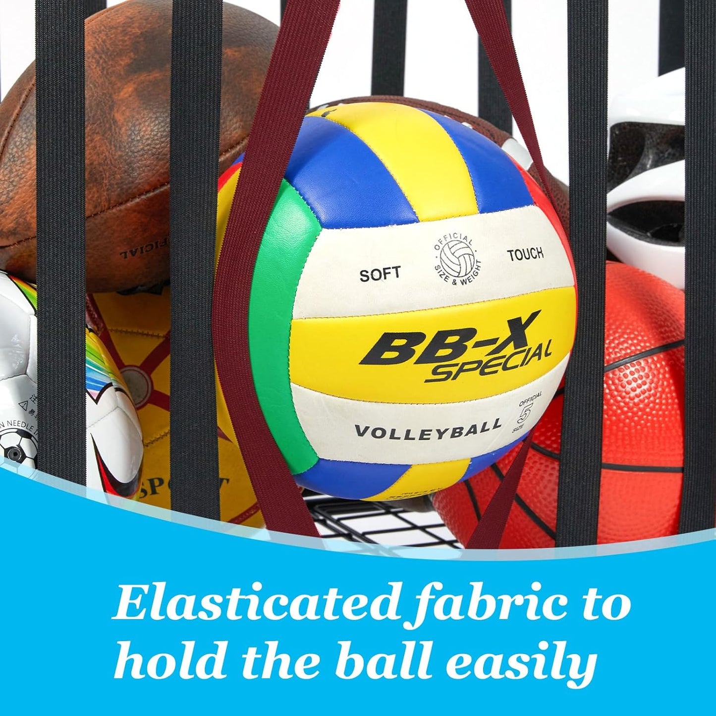 Garage Sports Equipment Organizer,Sports Ball Organizer with Wheels,Basket,Ball Organizer with Baseball Bat Rack and HooksToy Storage Rolling Cart-Black