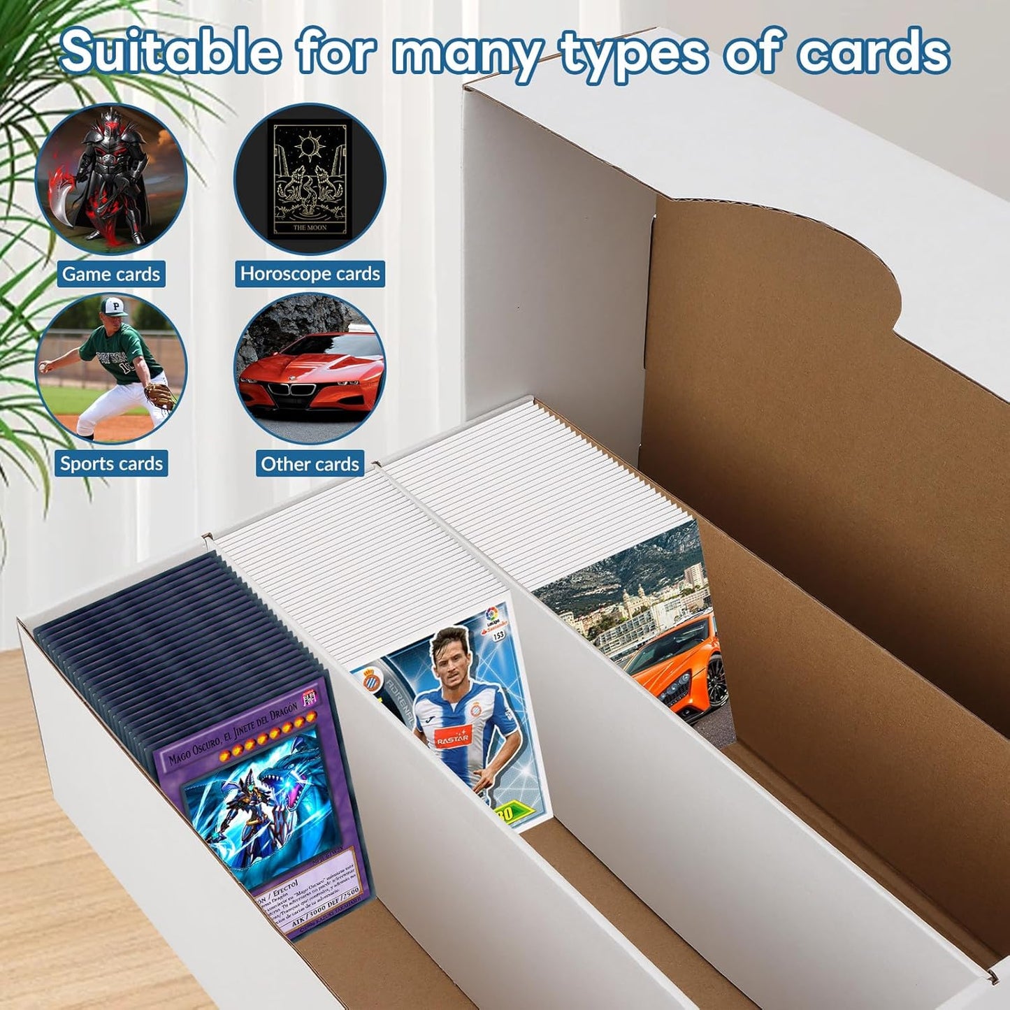 4 Pack Trading Card Storage Box, 2340 Count Card Storage Box White Sports Cards Storage Box Card Organizer Box Trading Card Box for Storing Protecting and Organizing Soccer Basketball Game Cards