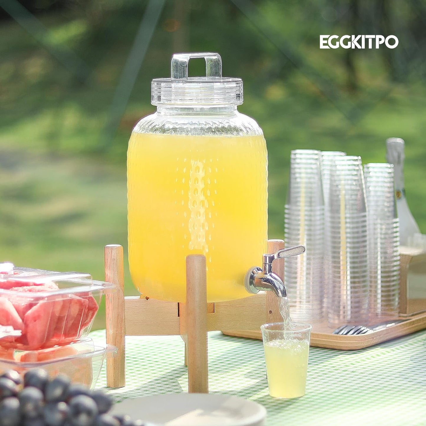 EGGKITPO 1.5 Gallon Polycarbonate Drink Dispensers for Parties 304 Stainless Steel Spigot Lemonade Dispenser with Stand Holloween Water Dispenser for Wedding Sun Tea Jar BPF FREE
