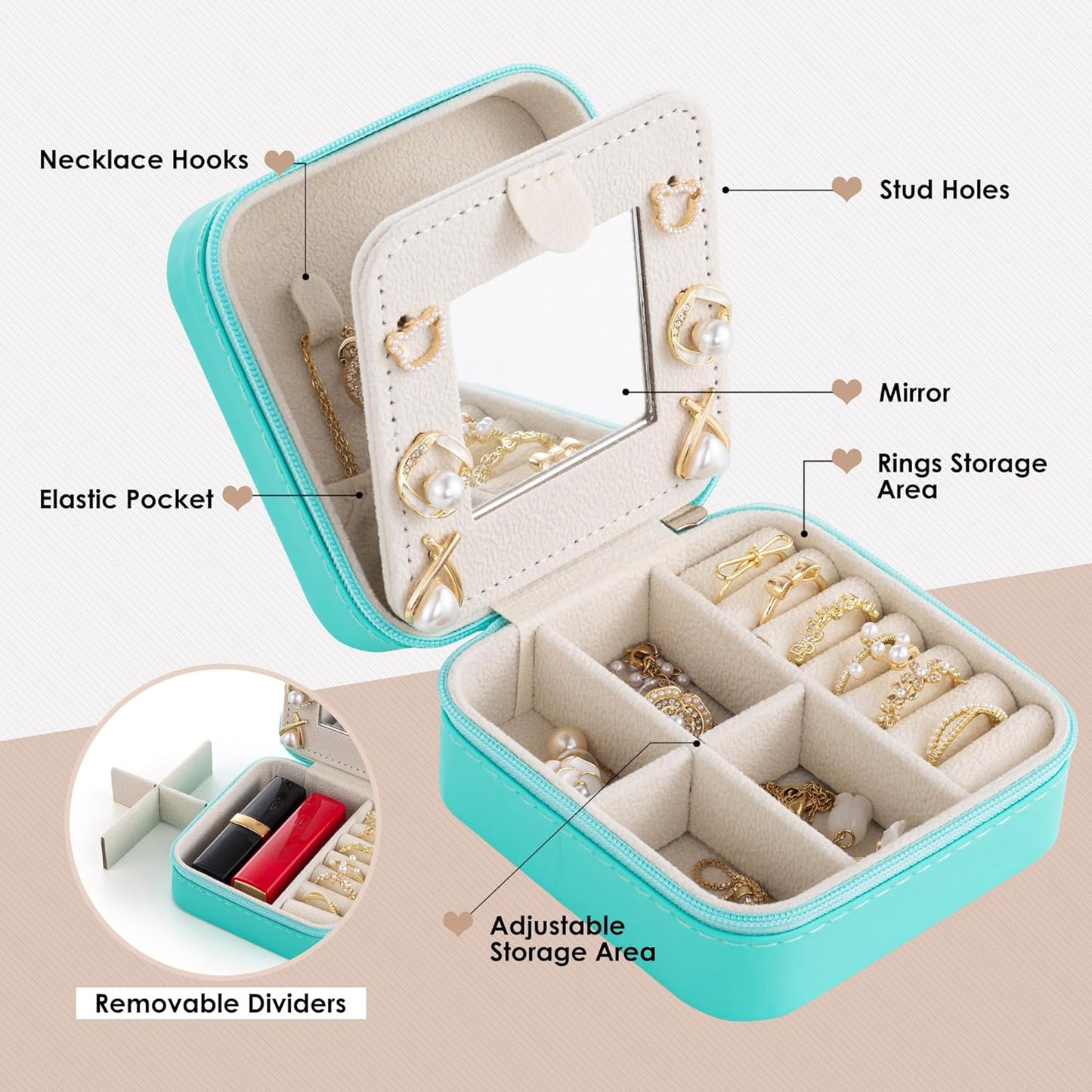 Birthday & Graduation Gifts for Her - Initial Jewelry Box & Travel Case Organizer for Women