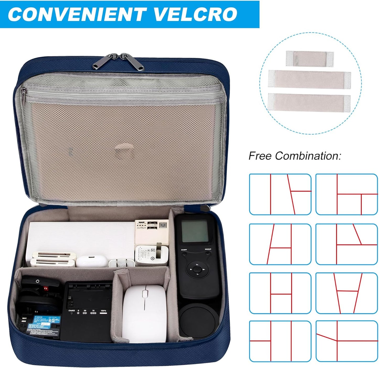 CILLA Electronic Organizer Travel Case, Travel Cord Organizer Case Portable Waterproof Cable Organizer Bag for Charger, Cord, USB, Power Bank, Earphone
