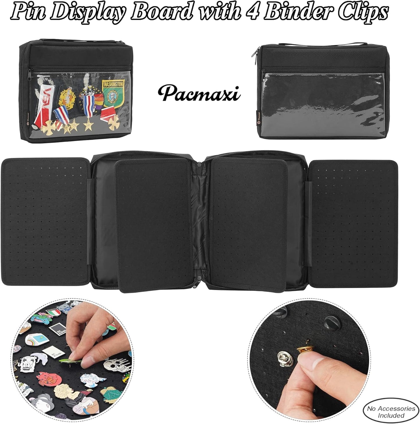 Enamel Pin Display Pages Pin Carrying Case, Pins Collection Storage Organizer Case, Travel Brooch Pin Display Bag (Pins Not Included)