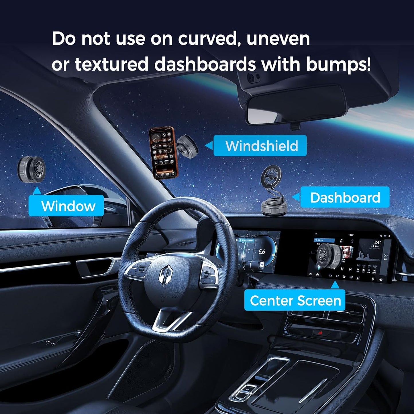 2026 Upgraded 360° Nano Gel Vacuum Magnetic Car Phone Holder,Reinforced Ultra Suction Cup Pocket Size Foldable Phone Mount for Dashboard/Gym/Mirror MagSafe iPhone Air 17 16 15 14 13 12 Pro Max (Black)