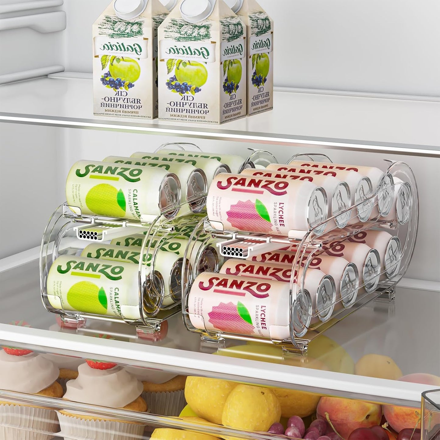 Drink Organizer for Fridge, Soda Can Organizer Dispenser for Refrigerator with Automatic Rolling,Organize Standard Size 11.15oz or 12oz Cans Drink,Save Space for Fridge、Kitchen、countertop