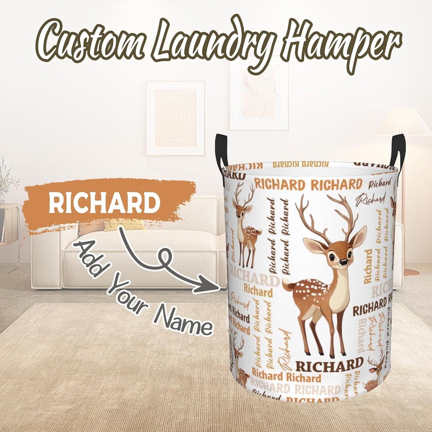 Custom Name Laundry Hamper, Personalized Laundry Baskets with Name for Boys Girls Women Men, Customized Collapsible Dirty Clothes Hamper Easy Storage Gifts for Bedroom Bathroom Living Room