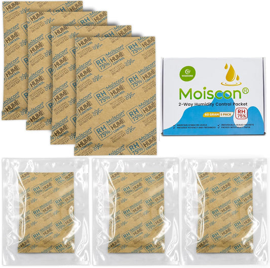 75% Two-Way Humidity Control Packs, 60 Gram 15 Pack for Storing 1 lb, Size 60 Moisture Control Packets Individually Wrapped, Humidifier Packs for Storage Containers Hydration Packets
