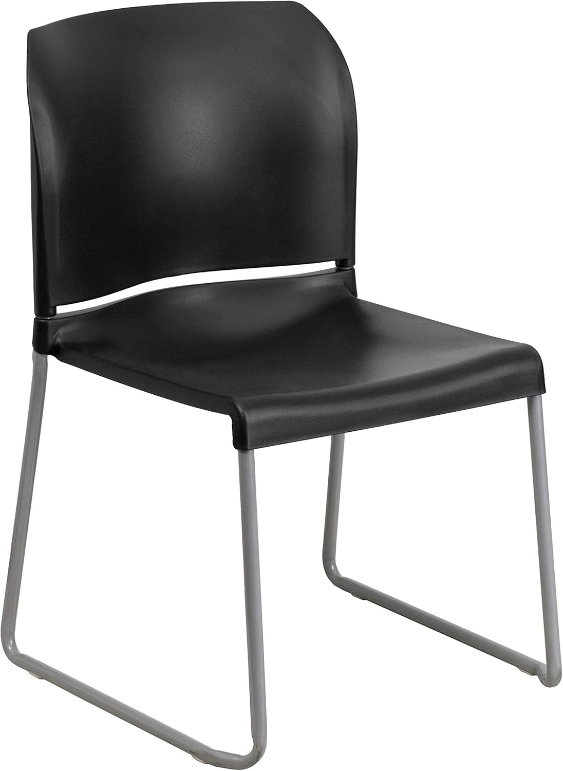 Flash Furniture Hercules Series Contoured Stacking Chairs for Waiting Rooms and Offices, Ergonomic Lobby Chairs with Curved Back, Set of 5, Black