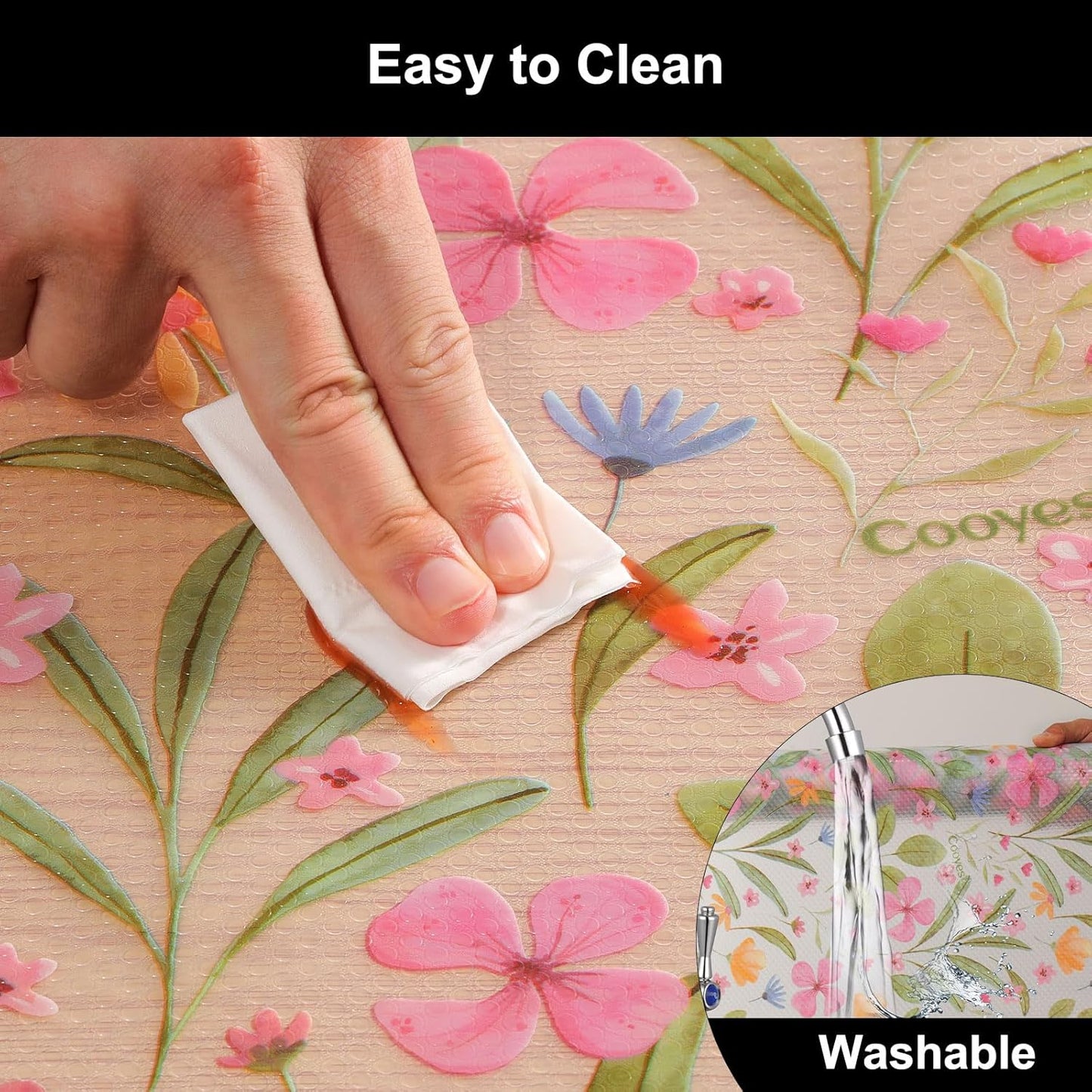 Cooyes Shelf Liner – Premium Non-Adhesive Cabinet & Drawer Liner for Kitchen – Waterproof Shelf Paper with Modern Pattern – Durable EVA Cabinet Mat – Easy to Cut （23.6" W x 360" L）