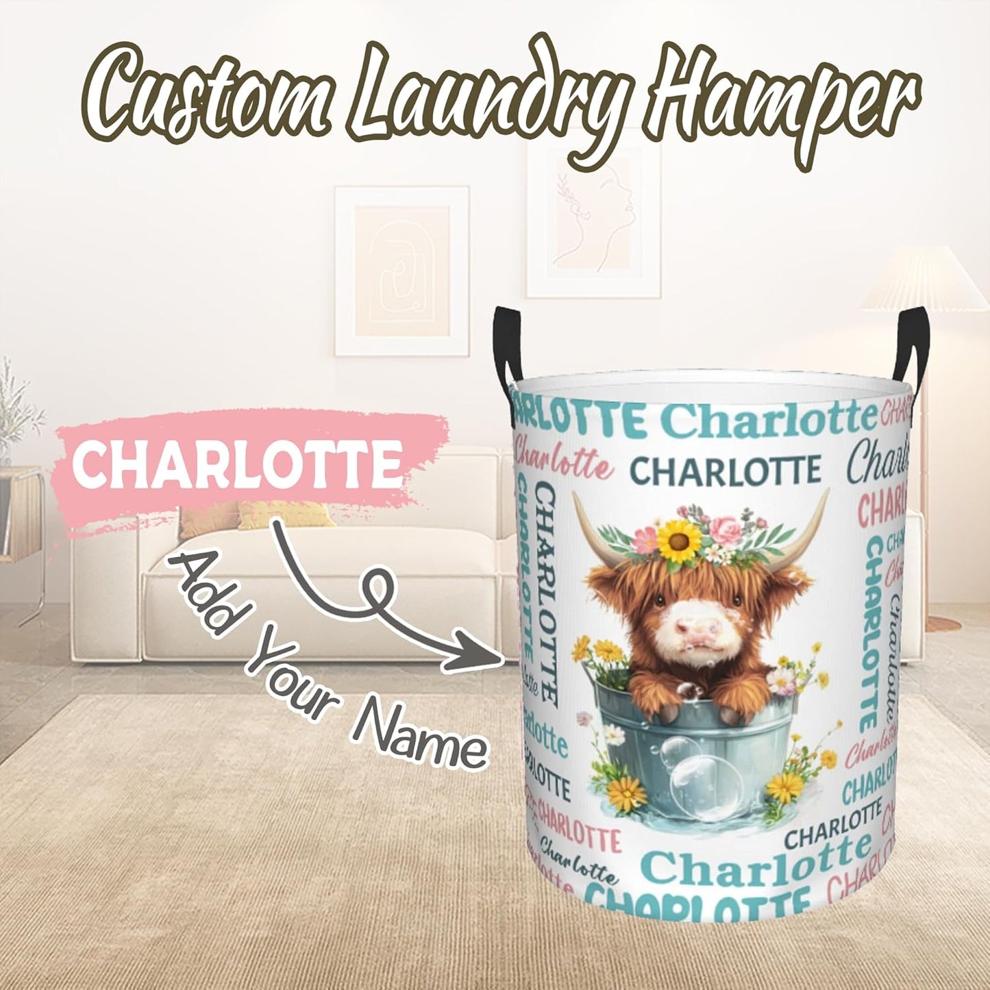 Custom Name Laundry Hamper, Personalized Laundry Baskets with Name for Boys Girls Women Men, Customized Collapsible Dirty Clothes Hamper Easy Storage Gifts for Bedroom Bathroom Living Room