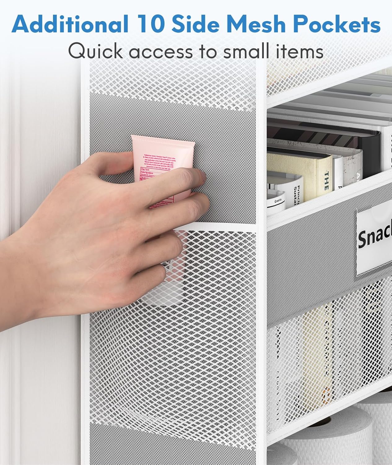 Over The Door Organizer Hanging, 5 Shelf Behind The Doors Storage, Pantry Door Organizer, Closet Organizers for Bedroom and Nursery (Grey)