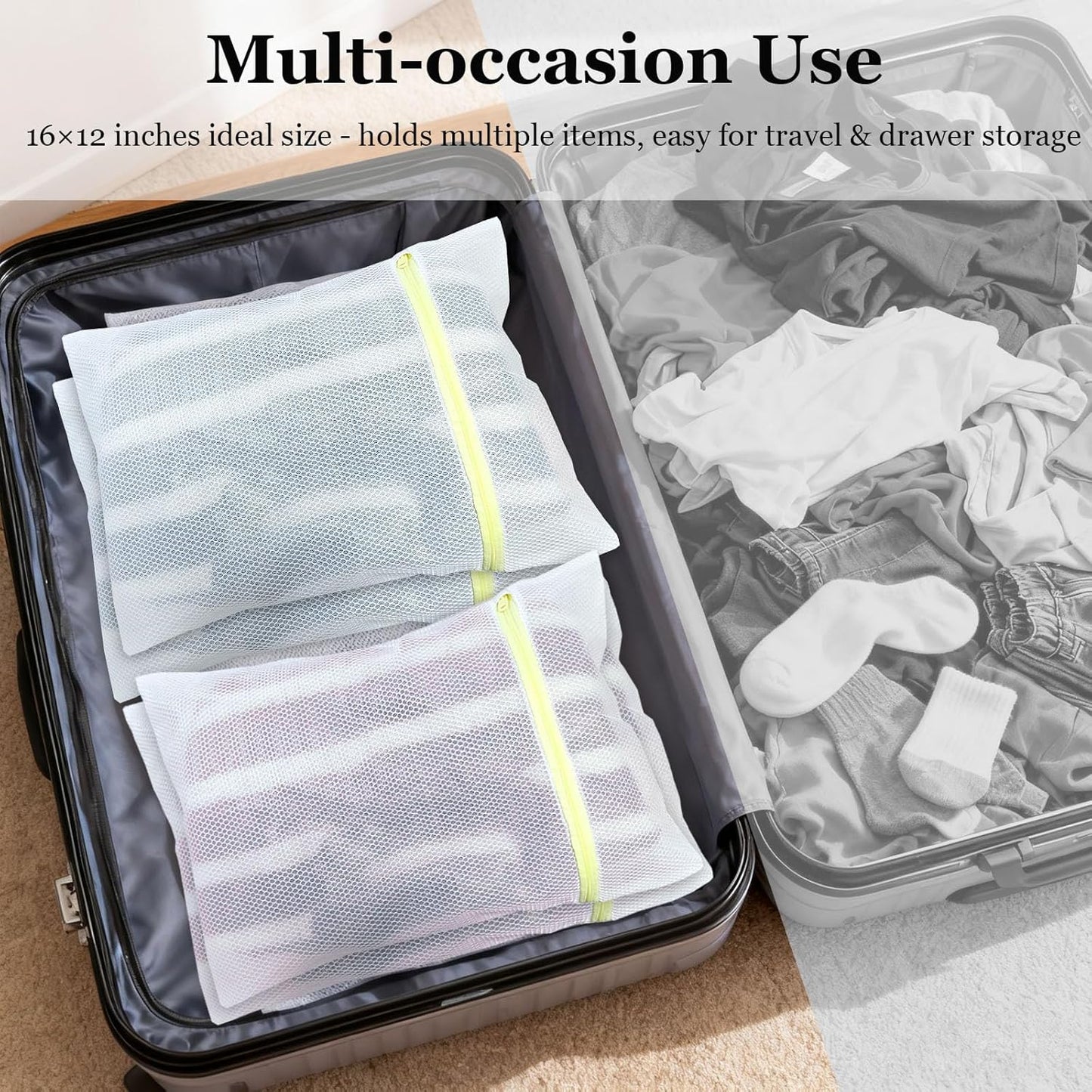 Mesh Laundry Bags for Washing Machine - 10 Pack (12x16 Inch), Double-layer Delicates Wash Protector for Lingerie Clothes