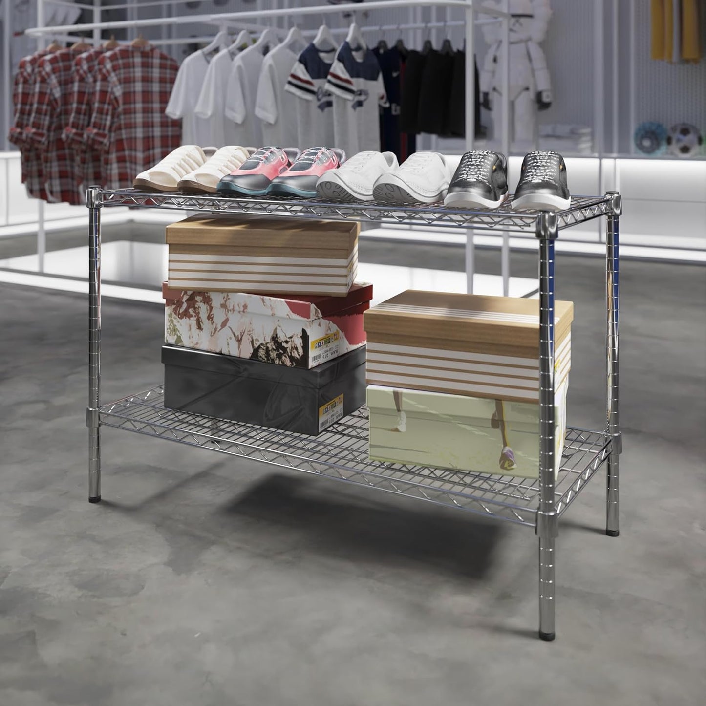 18" Deep x 42" Wide x 27" Height Wire Shelving Kit | 2-Tier | NSF Commercial Storage Rack Unit