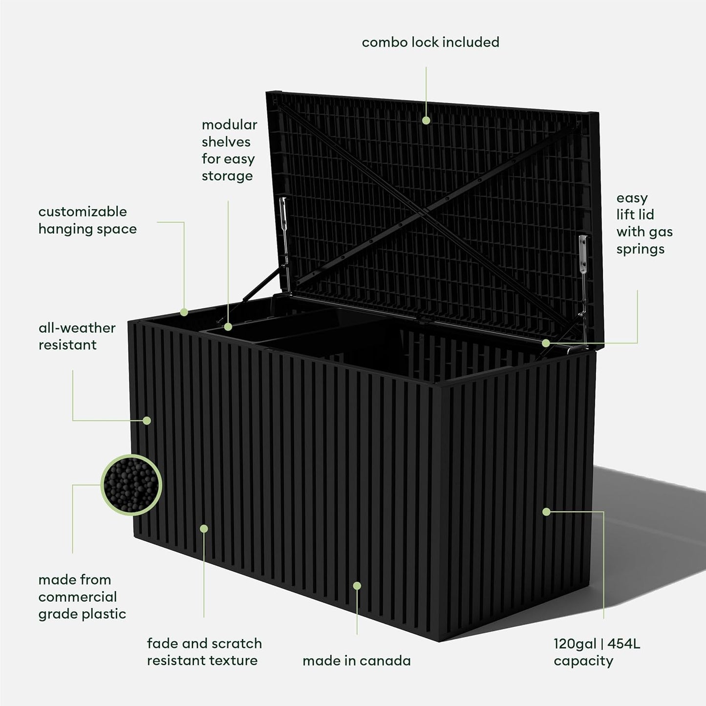 Veradek Everything Deck Box 120 Gallon | Lockable Storage Box and Organization for Patio Furniture, Outdoor Cushions, Throw Pillows, and Garden Tools