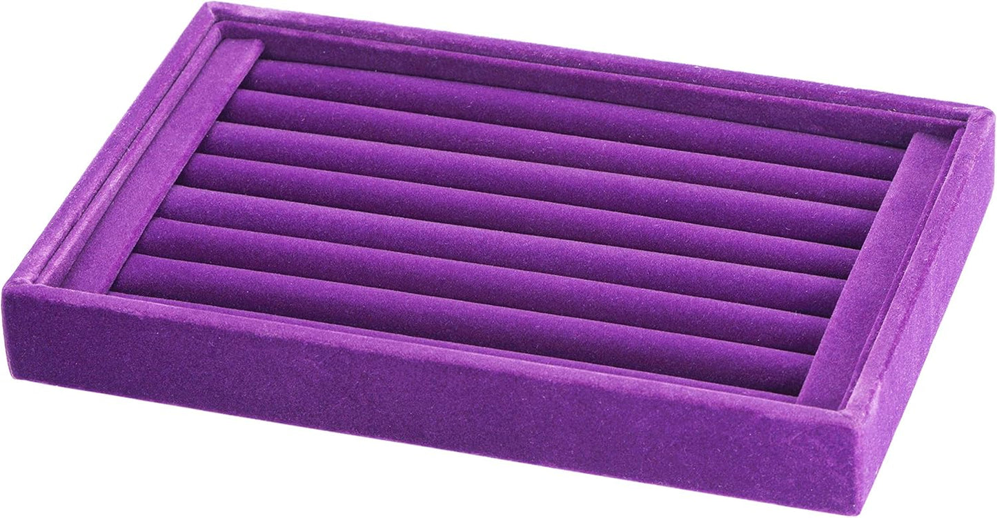 Valyria Velvet 7 Slots Ring Earrings Trays Showcase Display Jewelry Organizer (Purple)