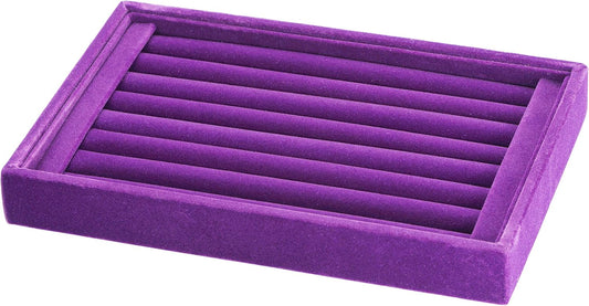 Valyria Velvet 7 Slots Ring Earrings Trays Showcase Display Jewelry Organizer (Purple)