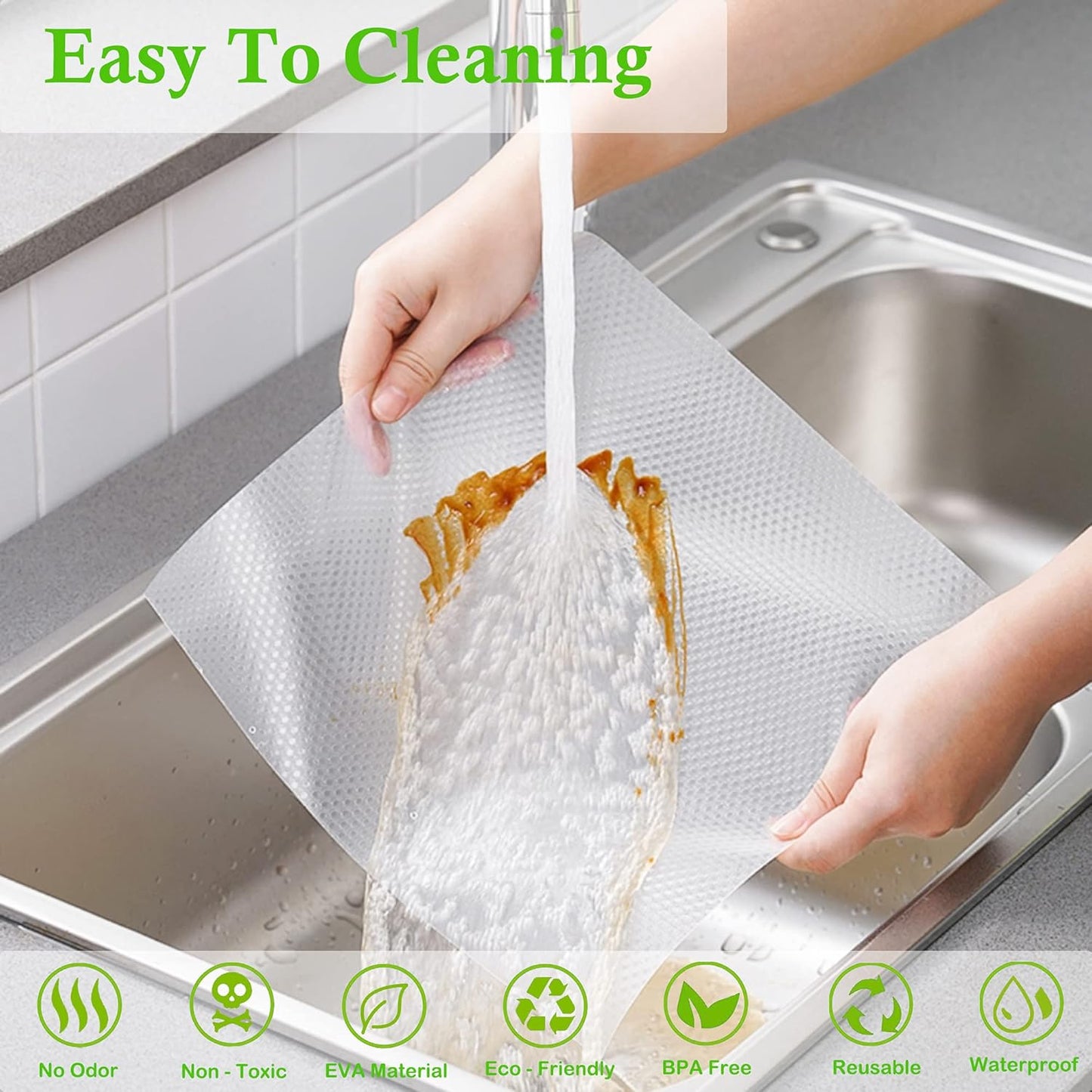 Shelf Liners for Kitchen Cabinets Non-Adhesive Drawer Liners 16 Inch Wide X 20 Ft Non Slip Waterproof Cupboard Liner Clear Reusable Cabinet Liners for Kitchen Bathroom Pantry Refrigerator