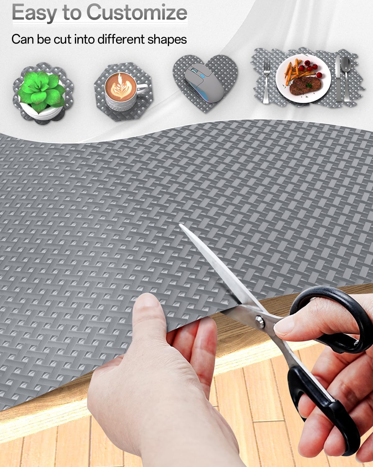 Shelf and Drawer Liner for Kitchen Cabinet, Non-Adhesive 24in x 360in Waterproof Contact Paper Refrigerator Liners Thickened Durable EVA Material Non Slip Mat for Dresser Cupboard Pantry Protector