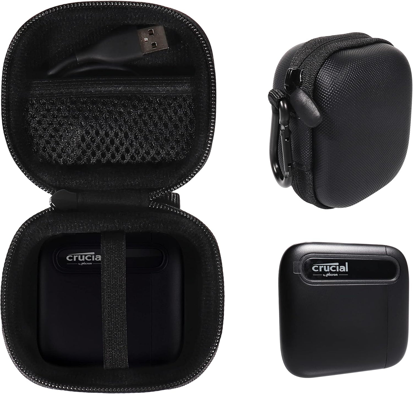 CaseSack Case for Crucial X6 500GB, 1TB, 2TB, 4TB Portable SSD, Handy Organizer (Black)