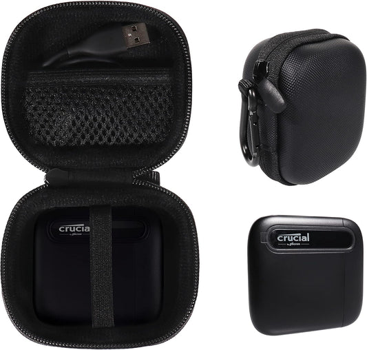 CaseSack Case for Crucial X6 500GB, 1TB, 2TB, 4TB Portable SSD, Handy Organizer (Black)