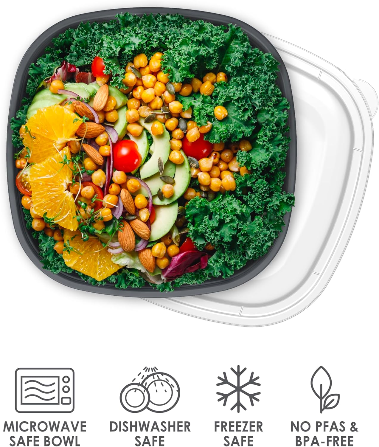 Bentgo Prep - 1-Compartment Bowls with Custom Fit Lids - Reusable, Microwaveable, Durable, PFAS & BPA-Free, Freezer and Dishwasher Safe Meal Prep Food Storage - 10 Bowls & 10 Lids (Graphite)
