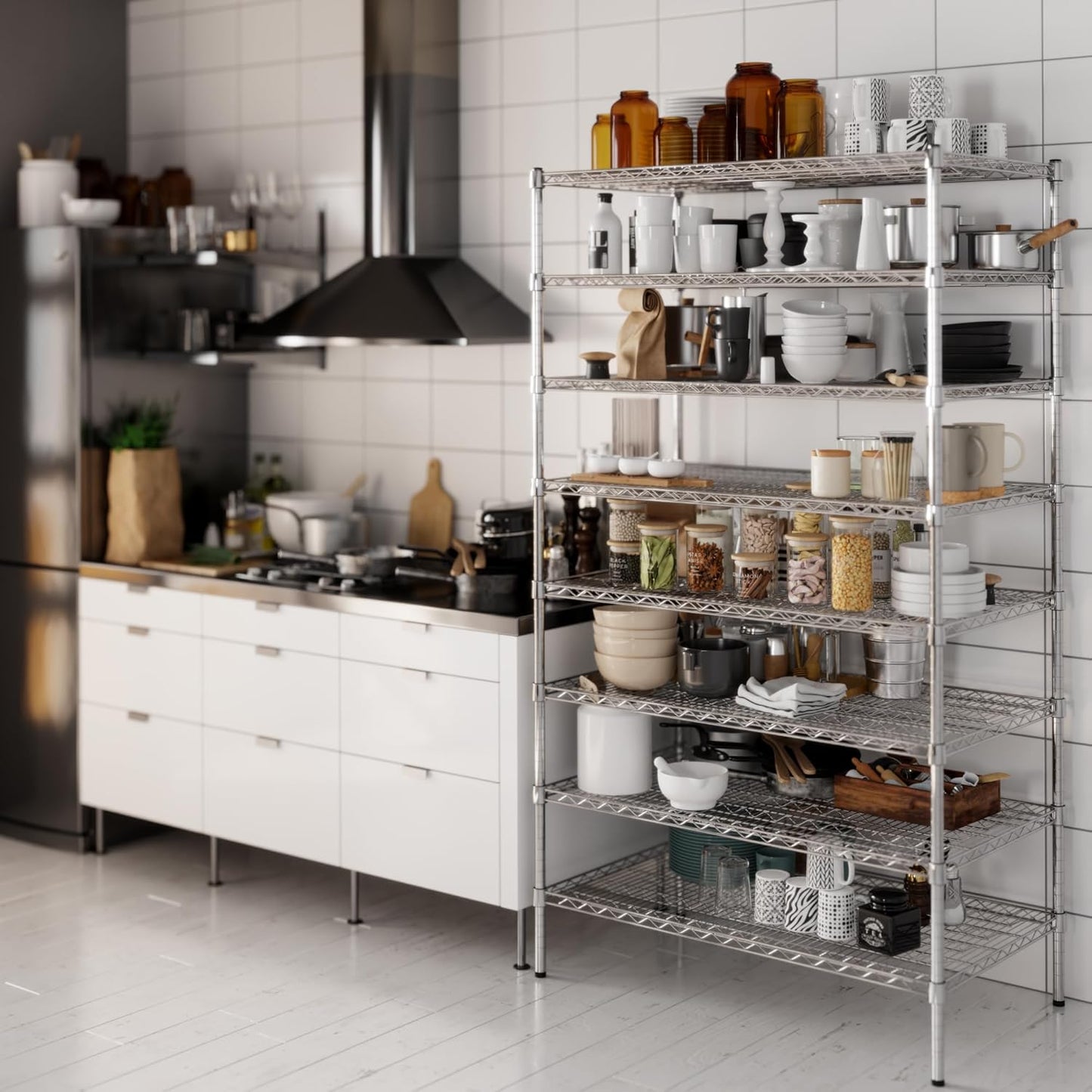 24" Deep x 42" Wide x 74" Height Wire Shelving Kit | 8-Tier | NSF Commercial Storage Rack Unit