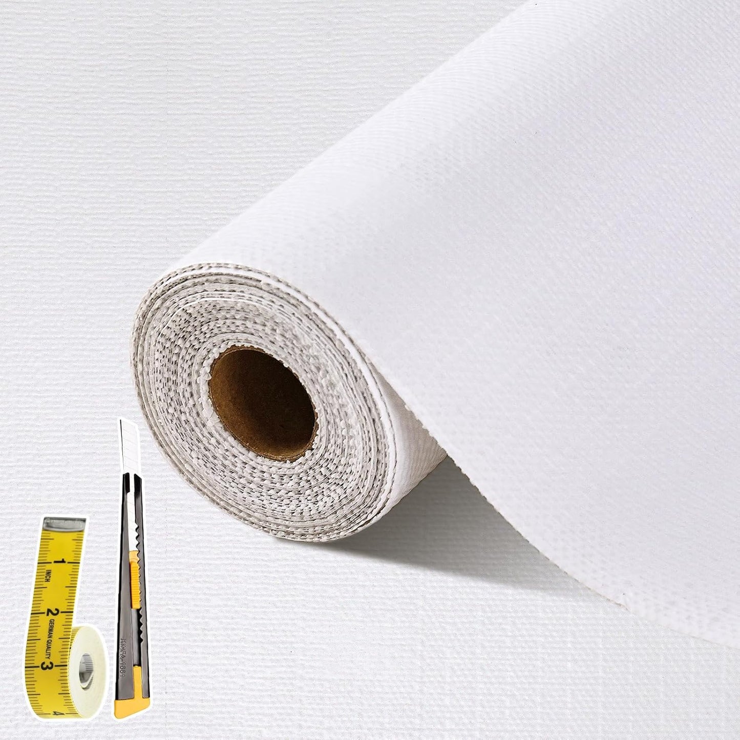 Drawer and Shelf Liner for Kitchen Cabinet: 23 in X 20 Ft Non Slip Waterproof Shelf Paper Non Adhesive Refrigerator Liners White Easy Liners for Bathroom Cupboard with Knife Tape Measure