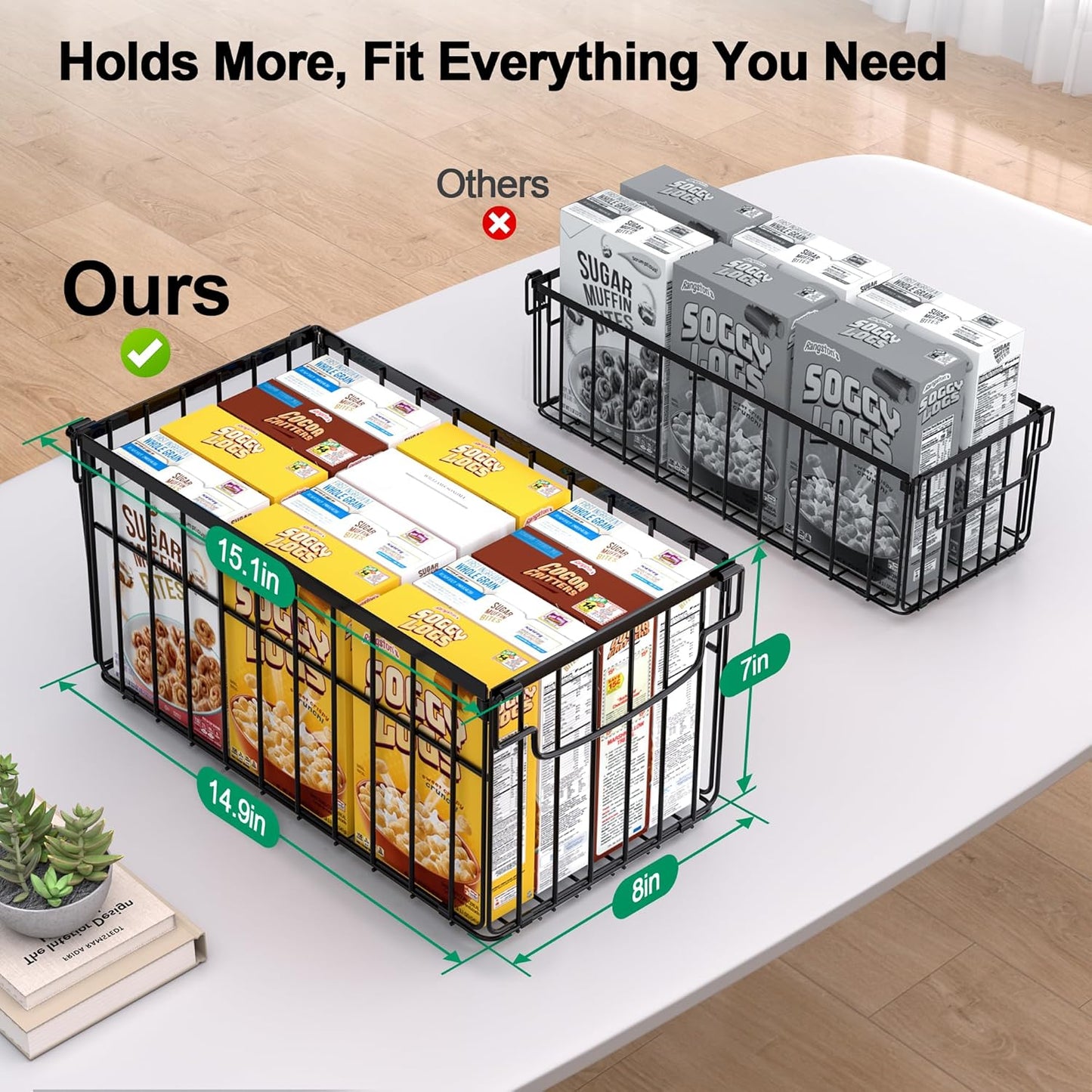 Freezer Organizer Bins, 4 Pack Stackable Deep Chest Freezer Organizer Bins, Foldable Baskets with Handles, Black Storage Container Baskets for 5/ 7 Cu.FT Deep Freezer Sort Frozen Meats