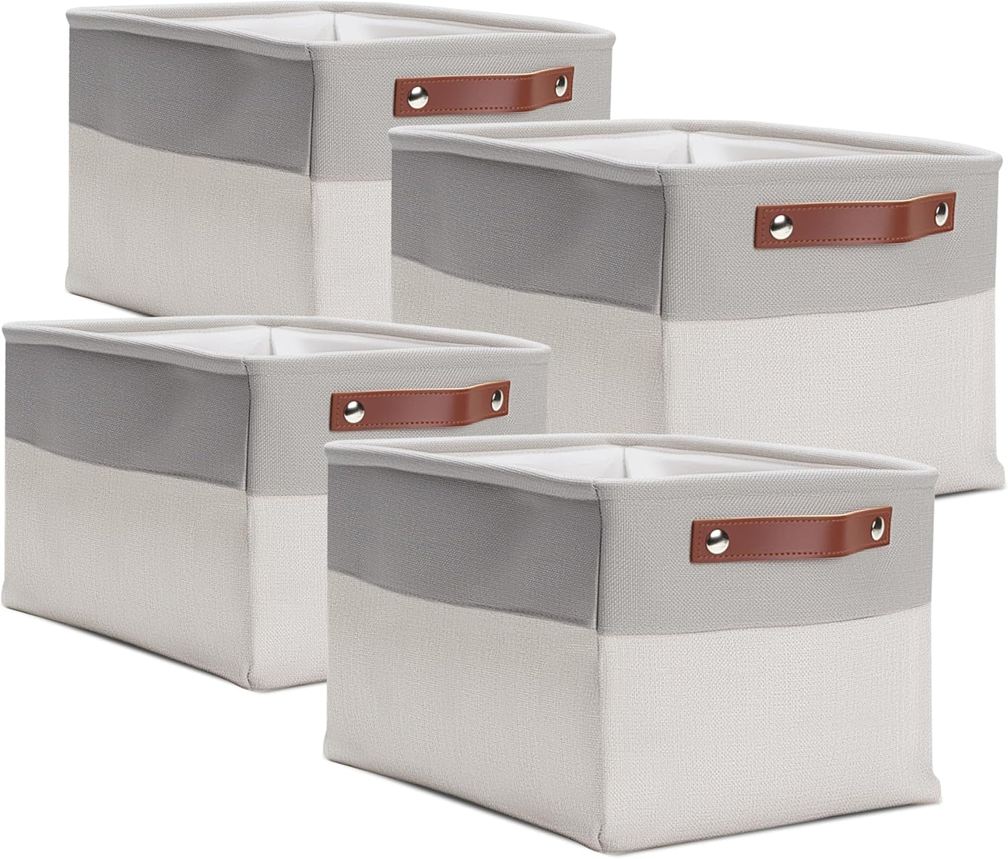 Storage Basket Foldabel, 4 Pack 15"x11"x9.5" Storage Bins for Shelves, Cloth, Toy, Linen Fabric Basket for Office, Home Organizing, Decorative