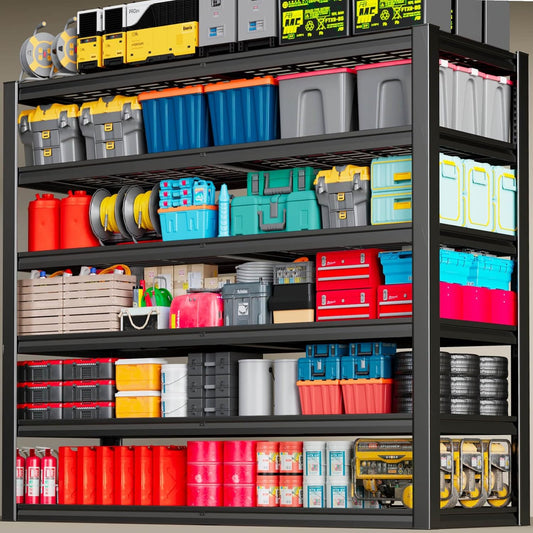 65" Wide Heavy Duty Garage Shelving Units, 6-Tier Deep Storage Shelves,Black Metal Garage Shelves,Steel Shelf,Large Storage Rack,Industrial Shelving for Shop, 65" W x 24" D x84 H