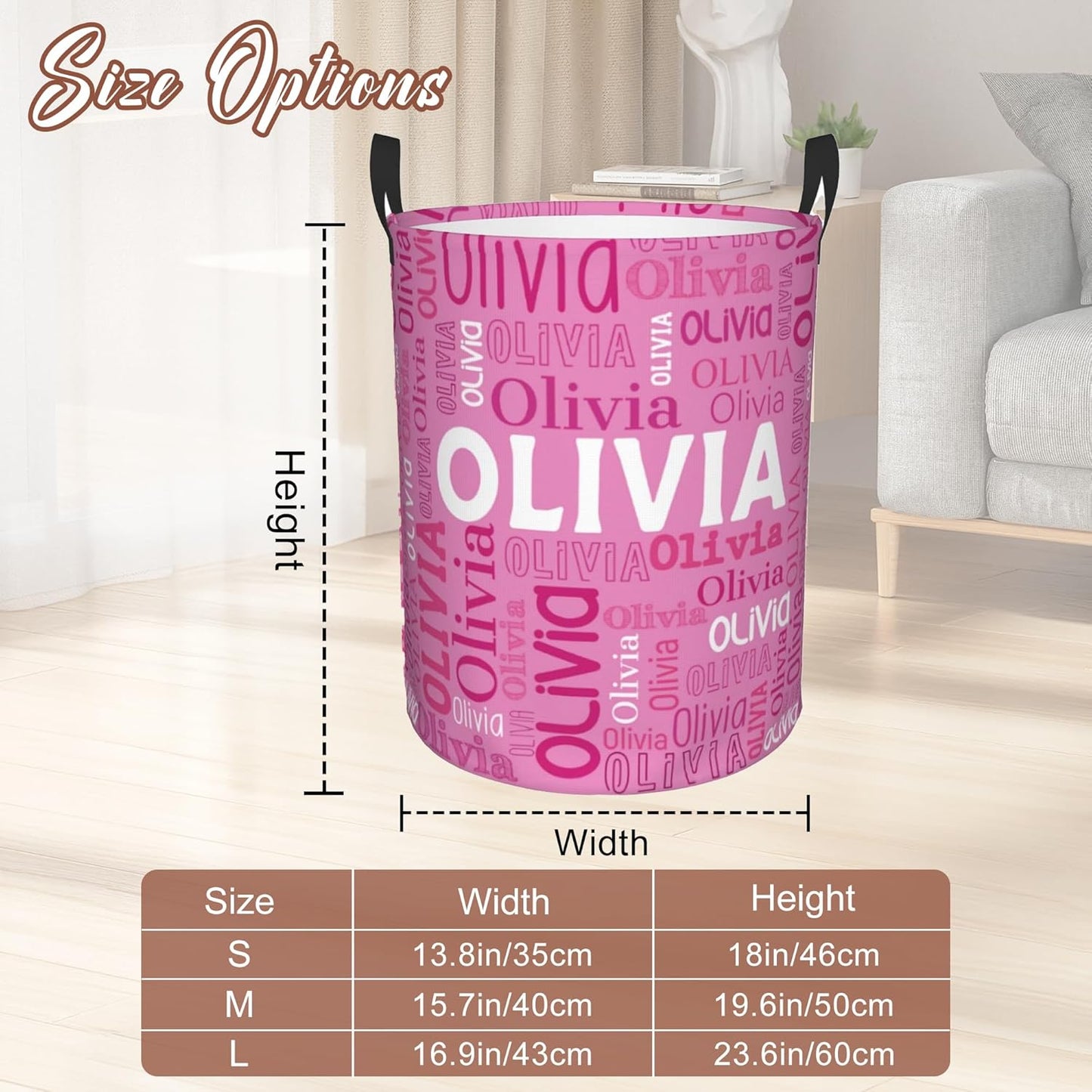 Custom Name Laundry Hamper, Personalized Laundry Basket with Name for Boys Girls Kids Men Women, Customized Name Dirty Clothes Basket Gifts for Clothes Toy Bathroom Bedroom Laundry Room Dorm