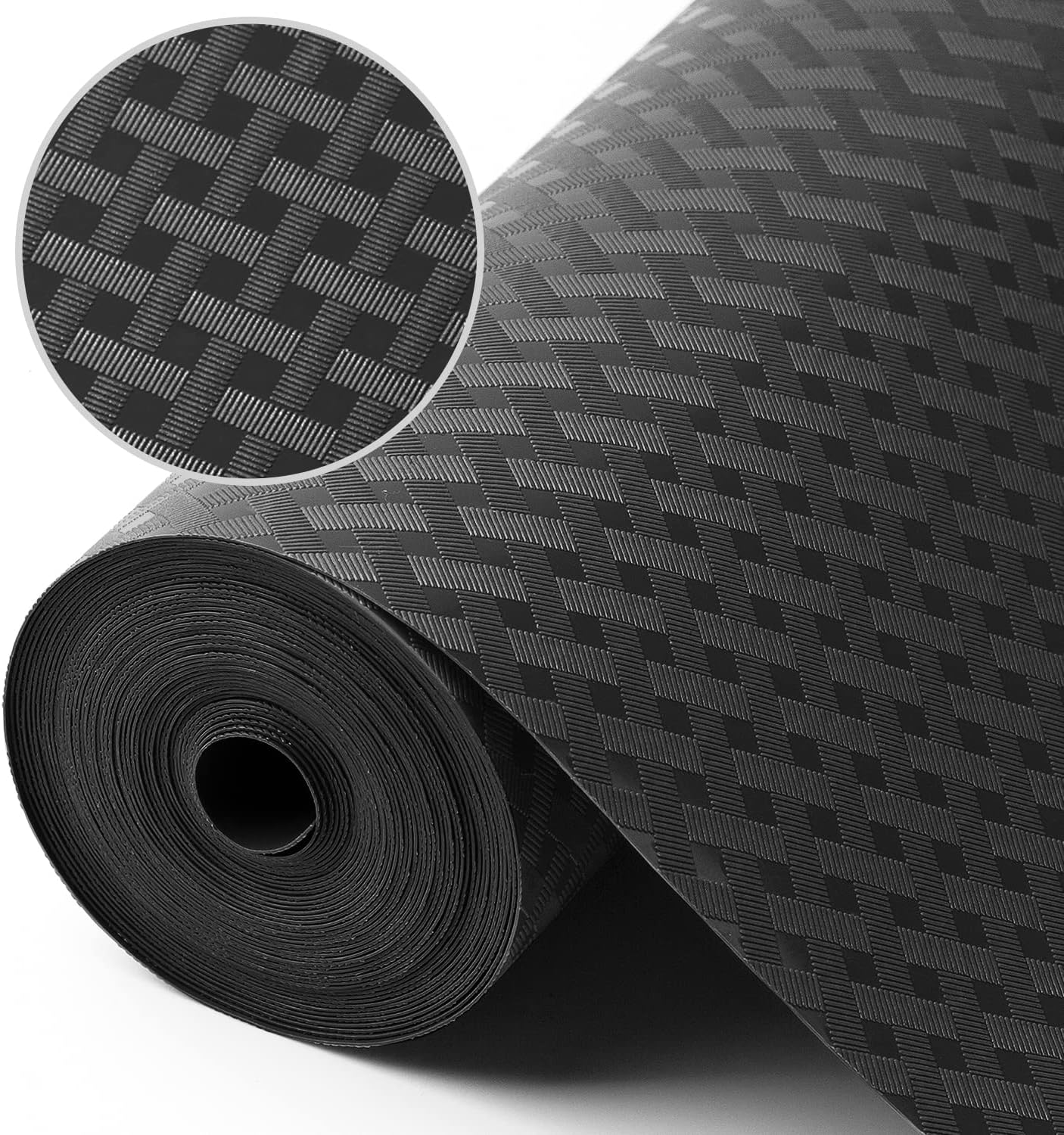 Shelf Liners for Kitchen Cabinets Refrigerator Liners Waterproof & Oil-Proof Kitchen Cupboard Liner Non-Slip Drawer Mats EVA Non Adhesive Fridge Liner for Shelves - Black 11.8 x 118 Inch