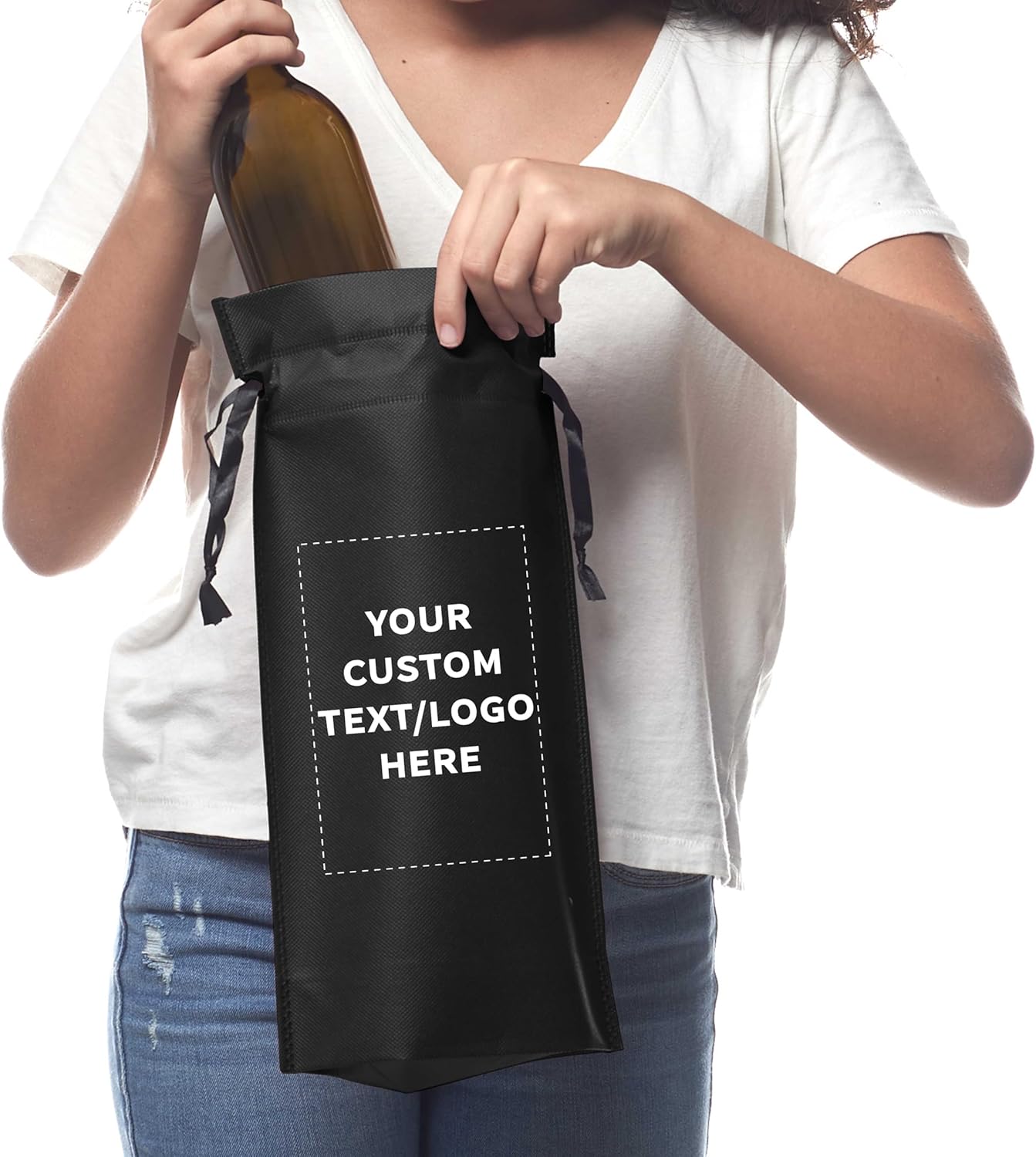 DISCOUNT PROMOS Non-Woven Vineyard Two Bottle Wine Bags