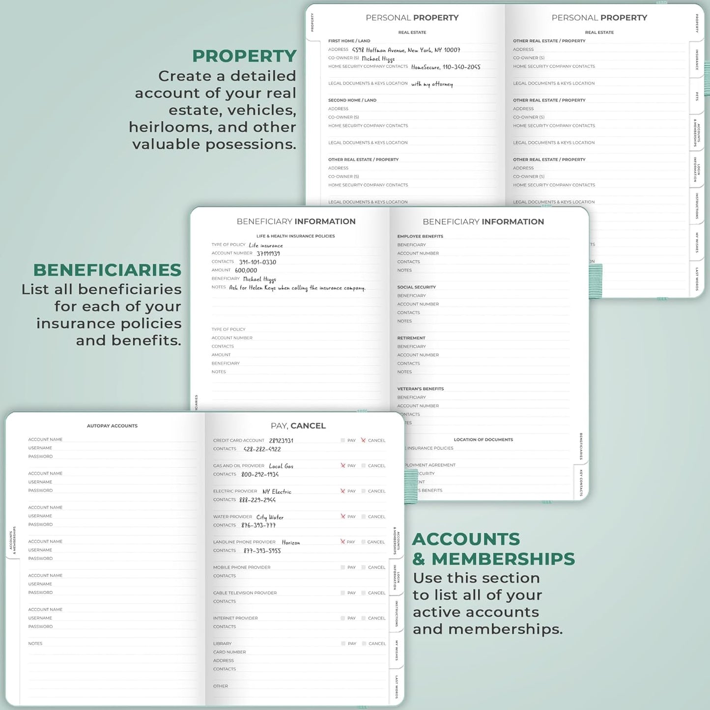 Clever Fox End of Life Planner – Final Arrangements Organizer for Beneficiary, Will Preparation, Last Wishes & Funeral Planning, A5 (Mint Cream)