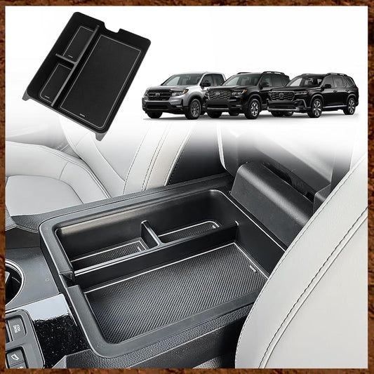 Muslogy Center Console Organizer Compatible with Honda Pilot 2023 2024 2025, 2024 Ridgeline/Passport Center Console Storage Box Divider Inserts Interior Accessories ABS Material(Gray)