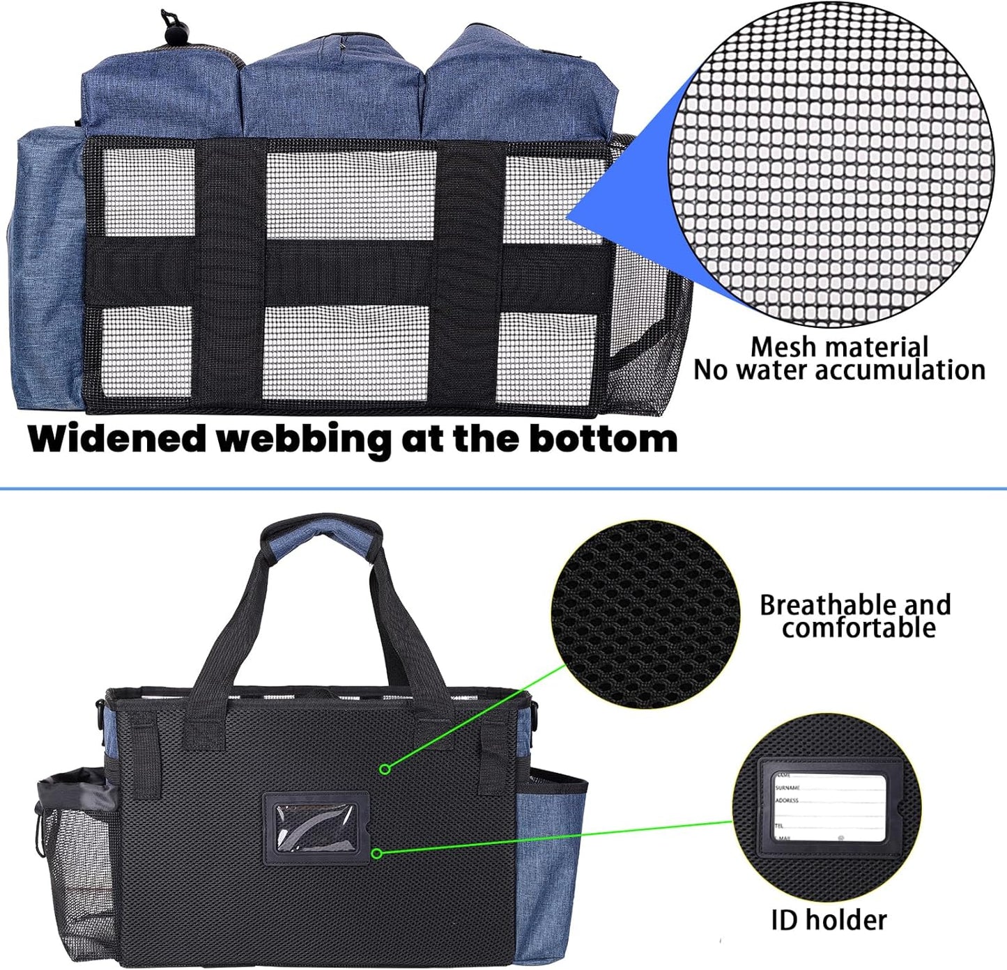 Large Wearable Cleaning Caddy Bag with Detachable Divider, Cleaning Organizer with Handles, Cleaning Supply Tote with Adjustable Shoulder Strap&Waist Belt for Cleaners & Housekeeper (Blue)