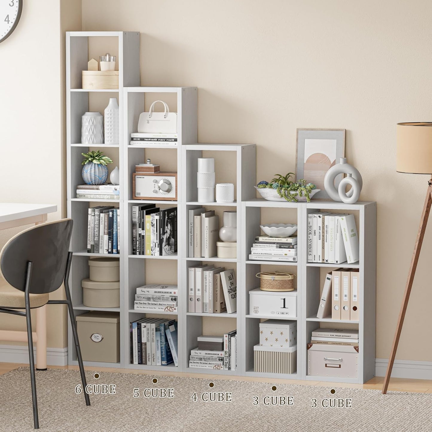 Cube Storage Organizer Bookcase, Small 4 Tier 11 inch Open Back Cubical Shelf with Thickened Border, Display Bookshelf for Living Room, Home Office, Sturdy Room (White, 4 Cube,Vertical)