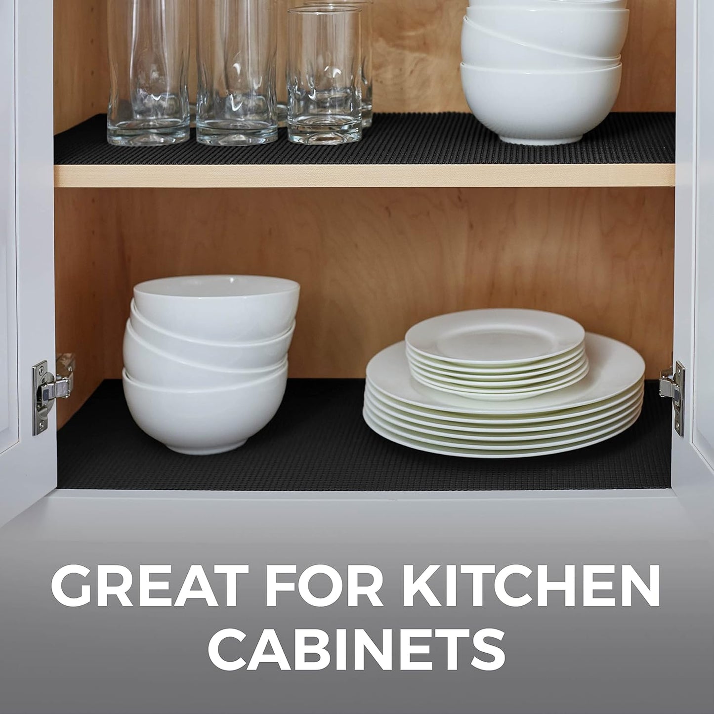 HOME GENIE Shelf Drawer and Cabinet Liner, Durable with Strong Grip, 17.5 in x 10 FT, Non Adhesive Liners Protect Kitchen Cabinets and Cupboard, Bathroom Drawers and Shelves, Desks, Pitch Black