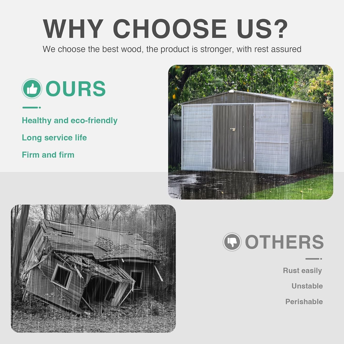 5x3 FT Outdoor Storage Shed with Windows, Wood & Metal Garden Shed, Small Outside Storage Shed Waterproof for Backyard, Garden, Patio, 4 Vents (Without Floor) Gray