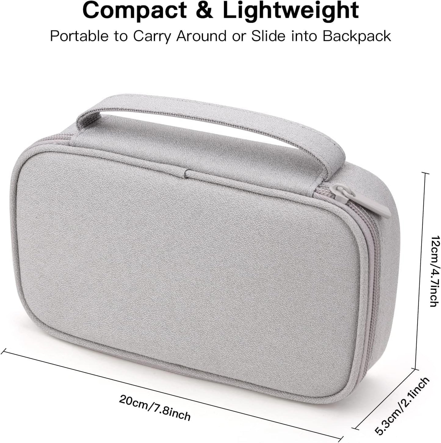 Electronic Organizer Travel Case, Cable Organizer Bag for Charger & Cord, Tech Accessories, External Hard Drive (Small, Light Grey)