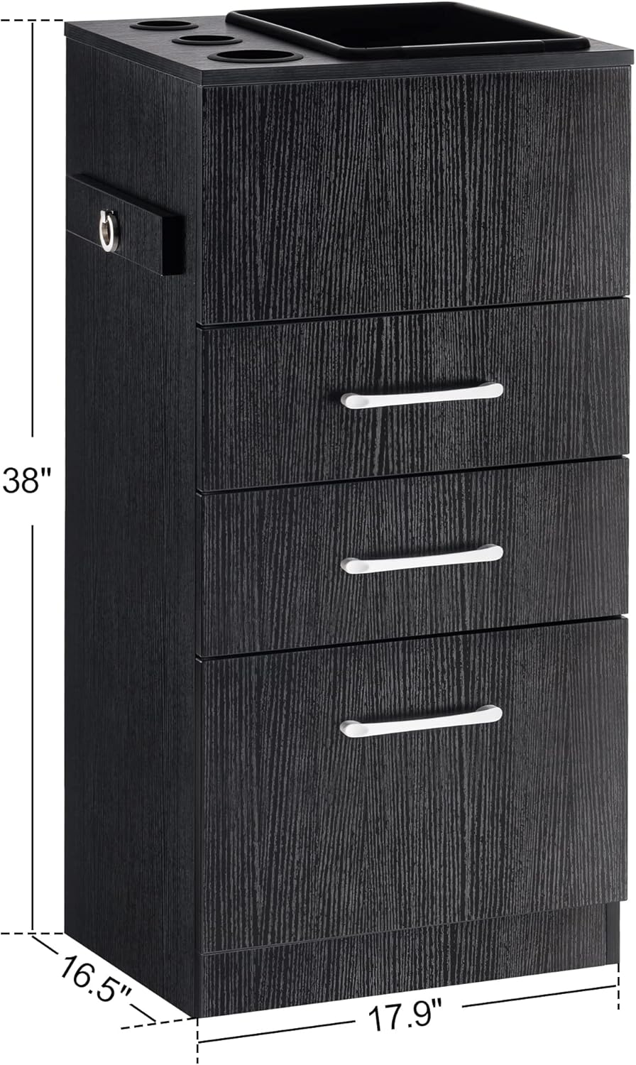 BarberPub Salon Storage Cabinet Beauty Locker Hair Dryer Holder Stylist Spa Equipment with Drawer 2035 (Black)